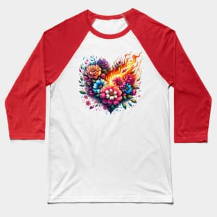 Coeur en feu Baseball T-Shirt